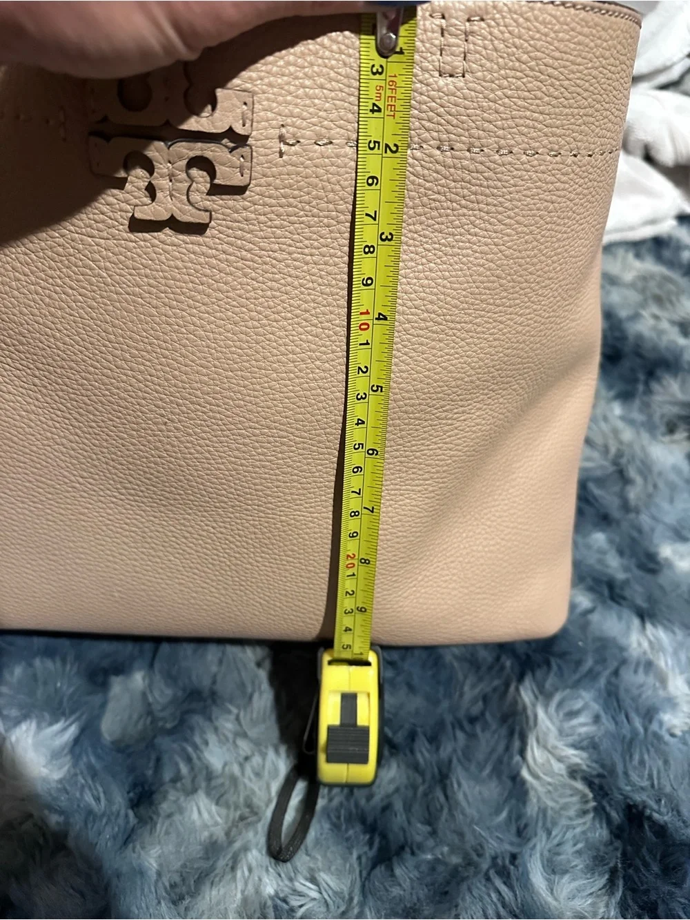Tory Burch Powder Pink Pebbled Leather Tote with Tassel